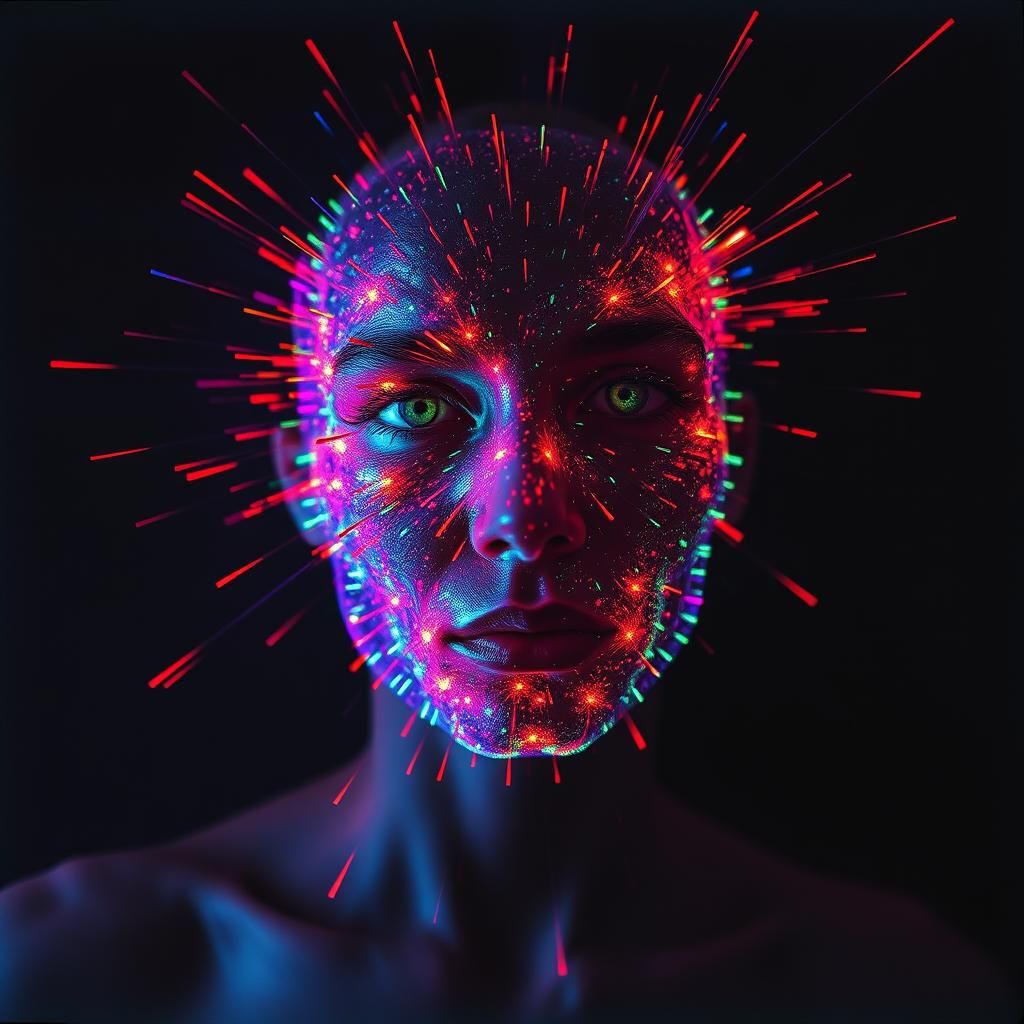 Spooky Face with Plasma-Trail Exposure Effect