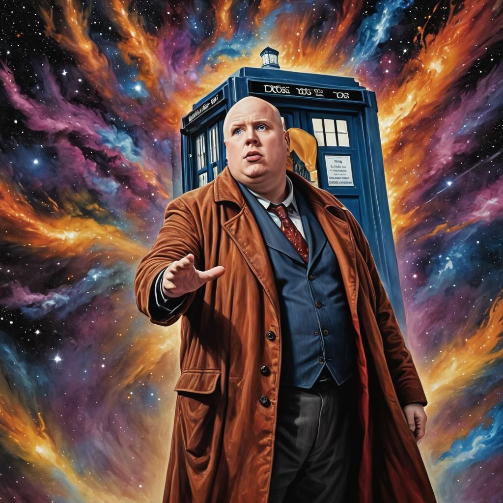 Nardole in Time Vortex as Impasto Painting