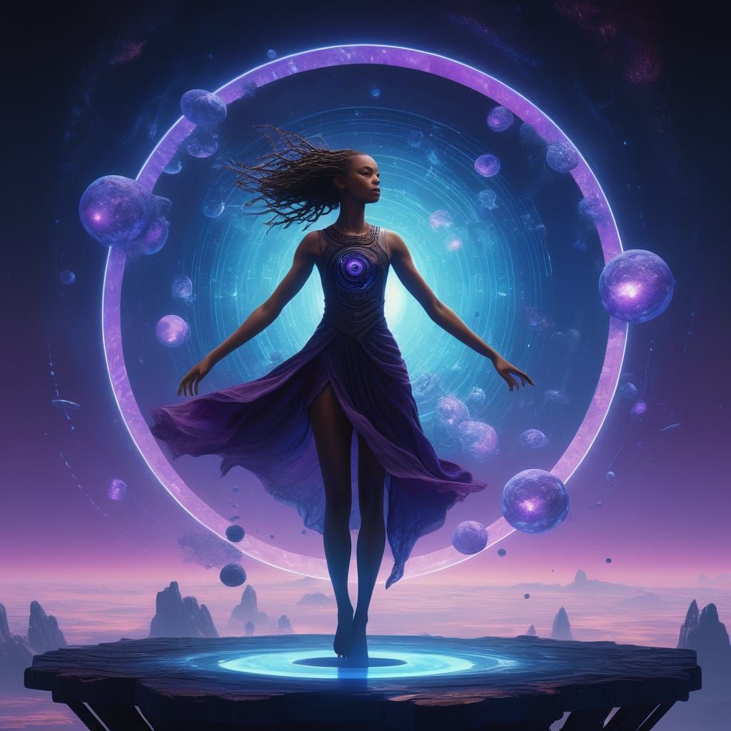 Ethereal Void Dancer in Cosmic Dance