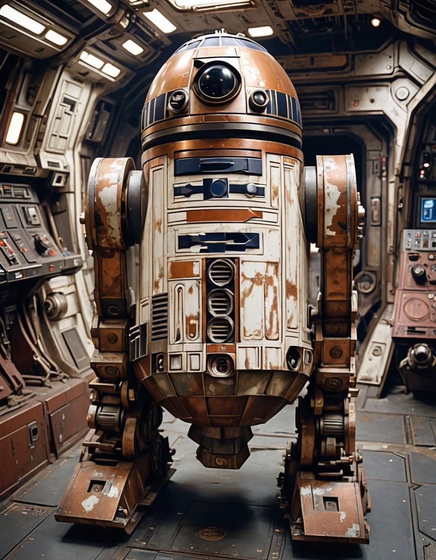 Old Copper Astromech Droid in Space