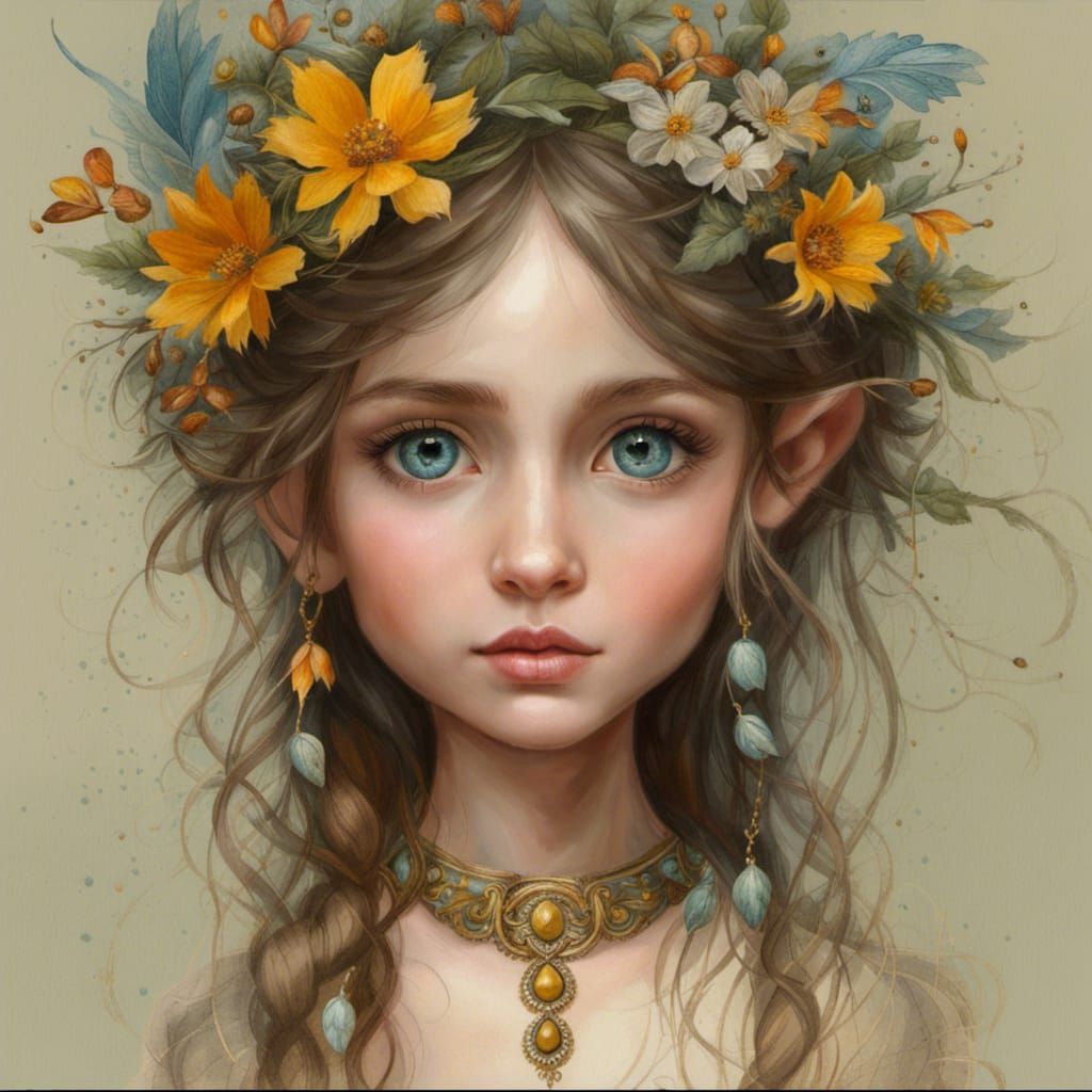 Medusa Girl Underwater: Hyperdetailed Elf Wizard Portrait