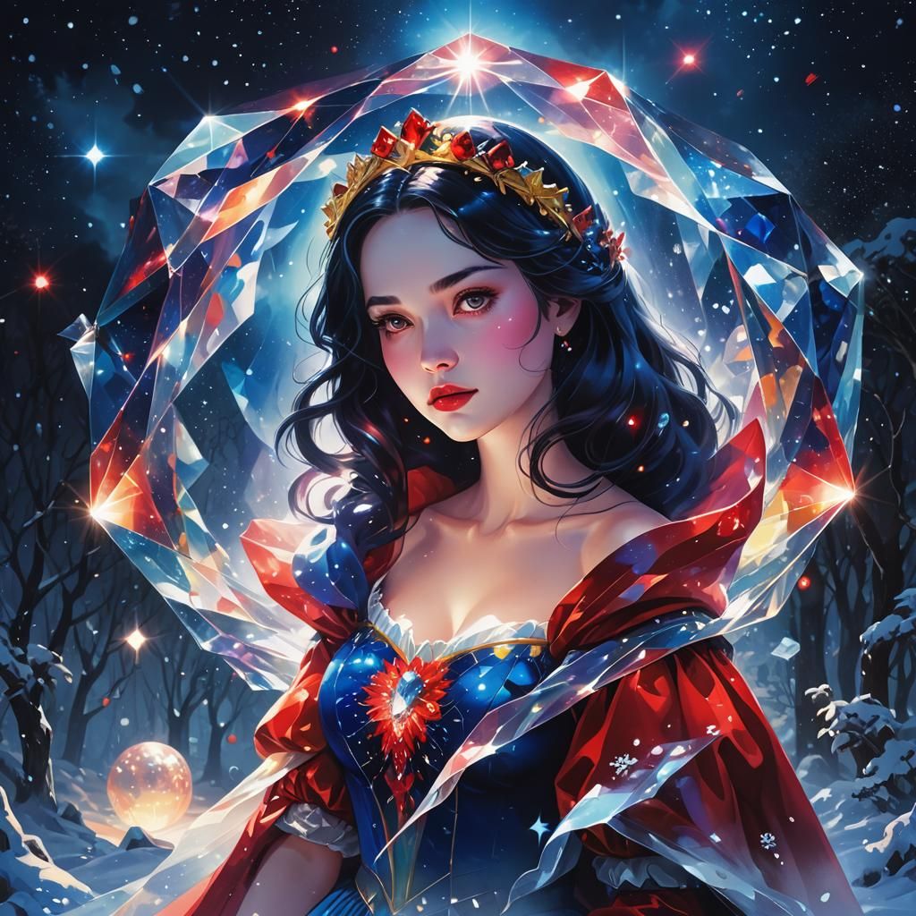 Snow White in Nebula Night Digital Illustration