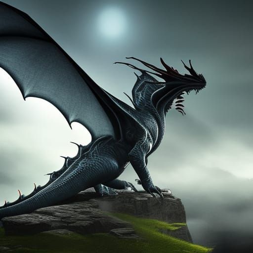 Detailed Psychic Dragon in a Fantasy Landscape