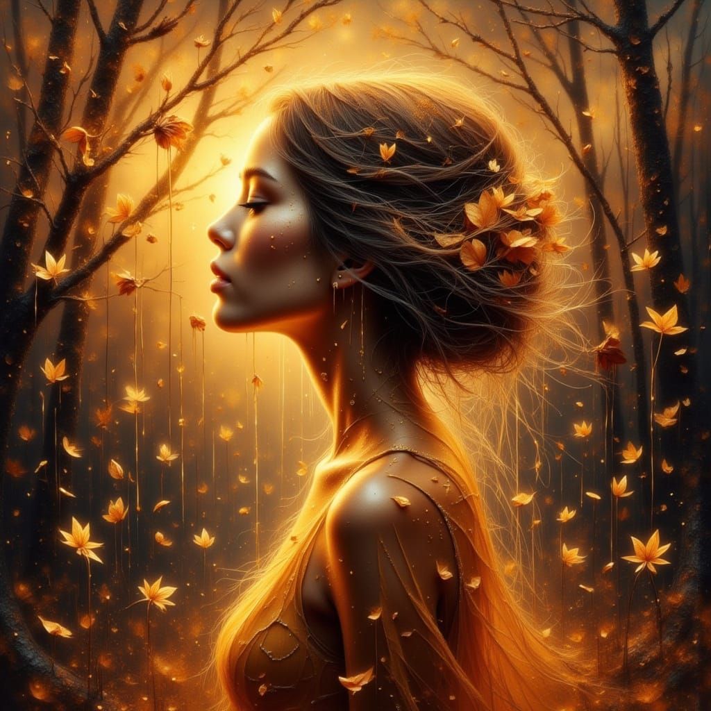 Melancholic Moonlit Portrait of a Celestial Woman