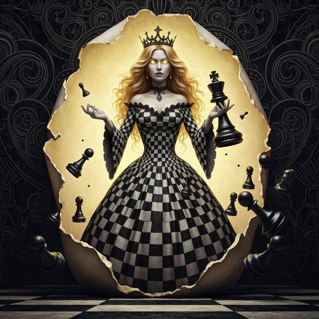 Ink Queen Emerges: A Dark Fantasy Chess Scene