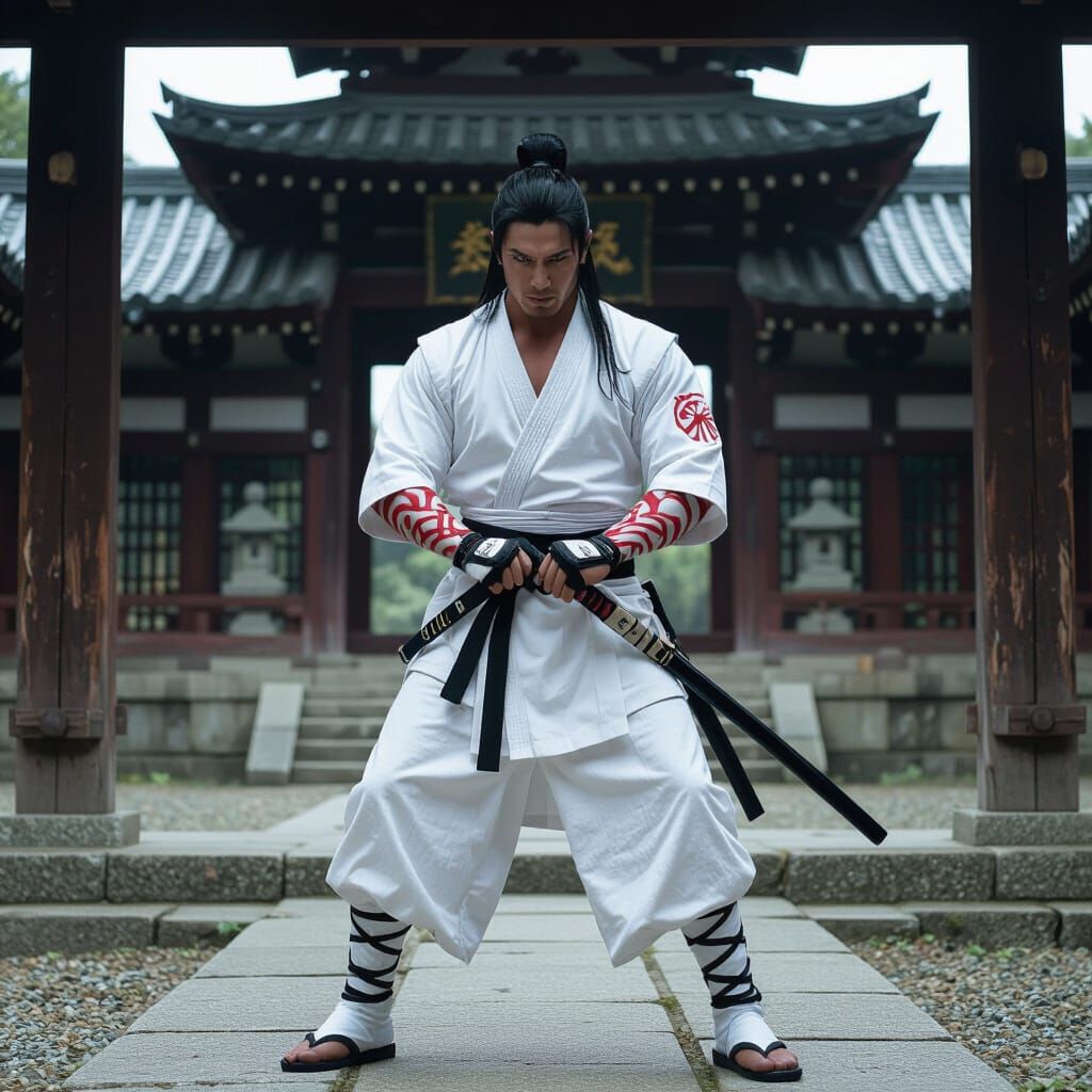 Storm Shadow Ninja in Ancient Temple: Cinematic Film Still