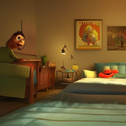 Going to Bed: Pixar-Style 3D Render