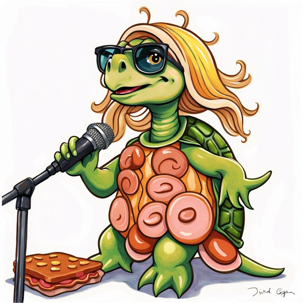SingingTurtle (Dressed In Her Meat Couture, Lady GaGa Turtle Is A Real Snapper Face)