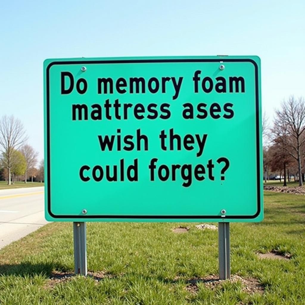 Humorous Road Sign Asks About Memory Foam