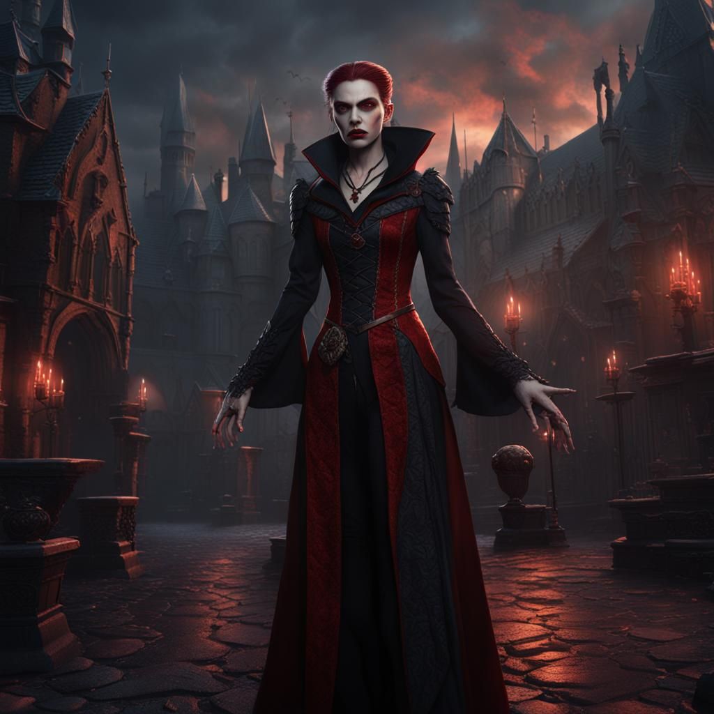 Female Vampire in Detailed Matte Painting Style