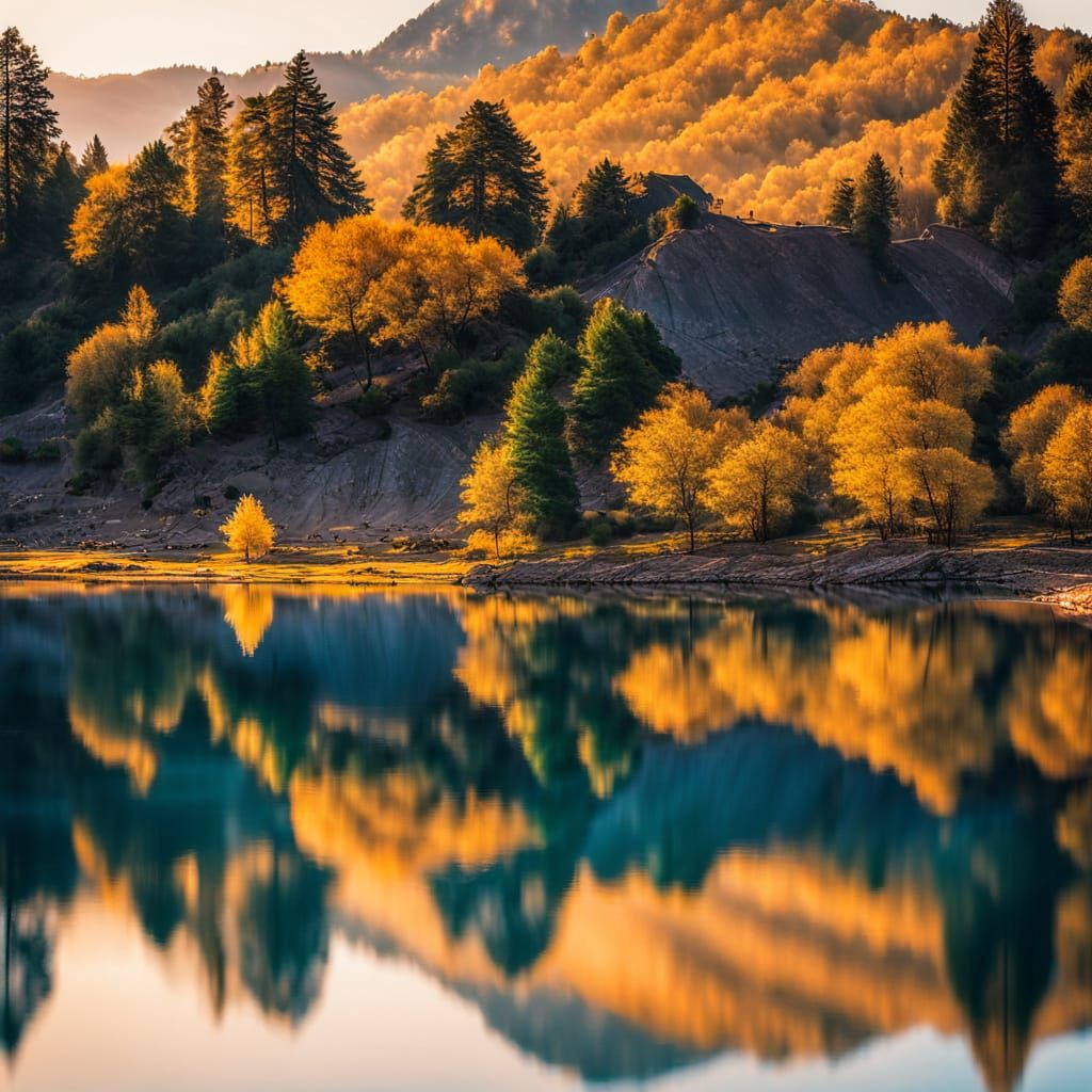 Blue Lake Landscape Photography on a Sunny Day