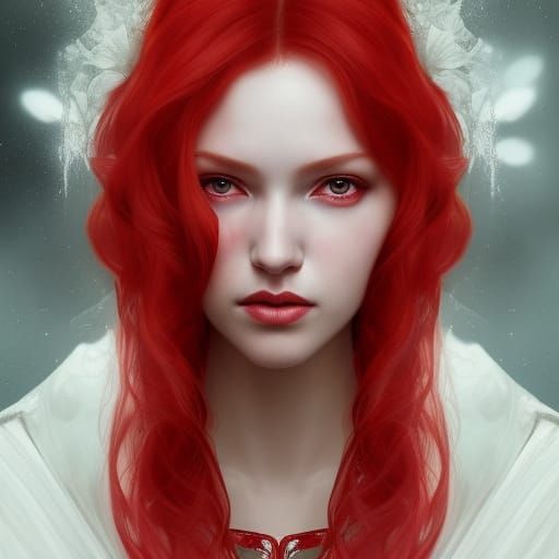 Gothic Crimson Queen Portrait in Art Nouveau Style