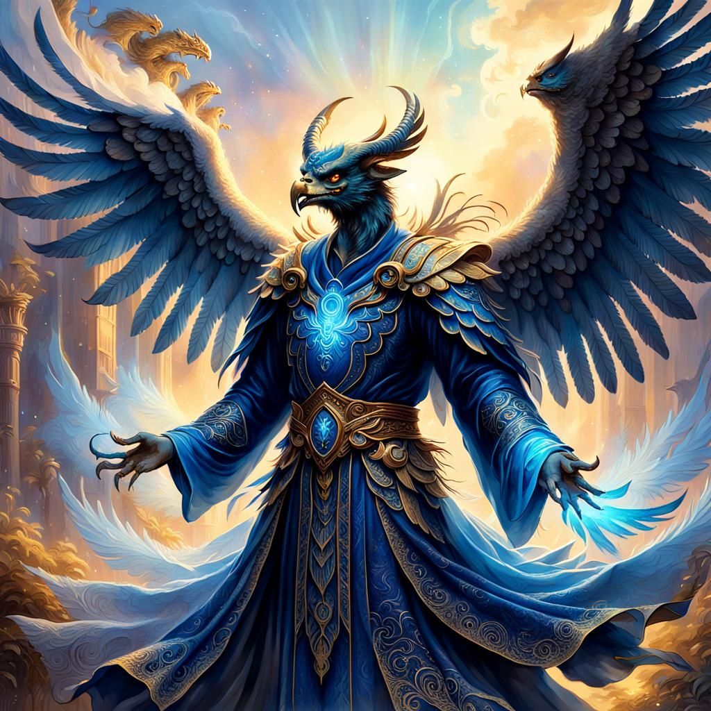 Winged Demon in Ethereal Golden Light