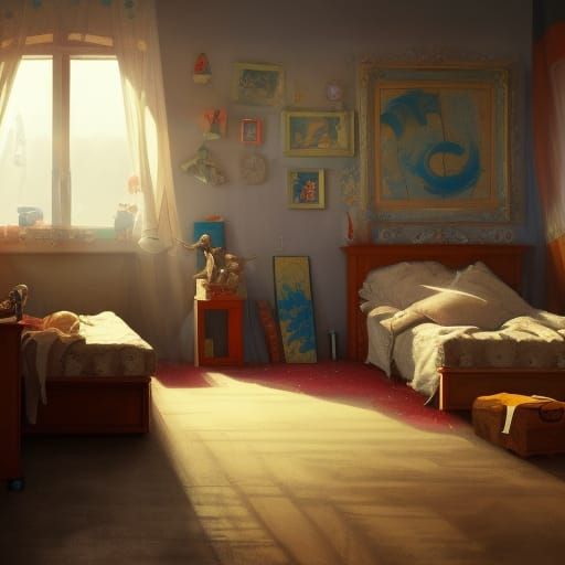 Nostalgic Liminal Childhood Bedroom Concept Art