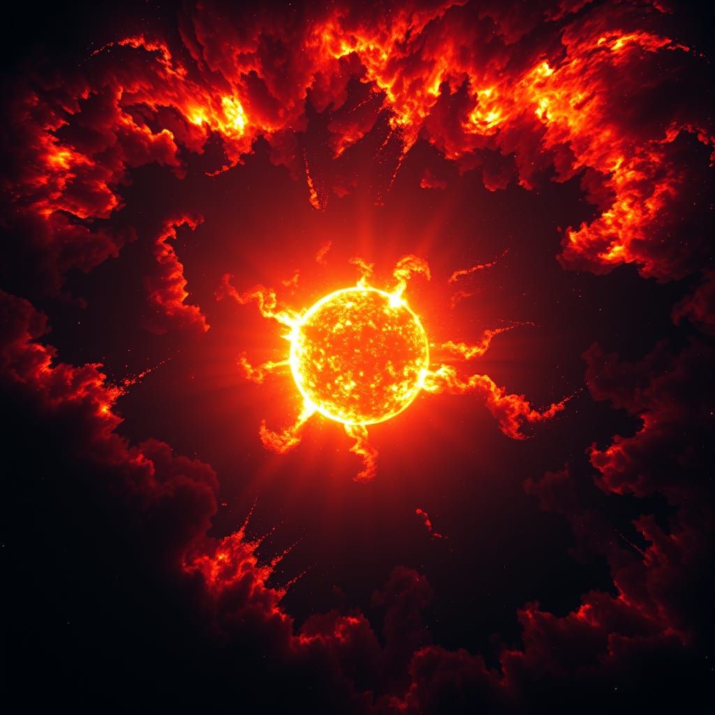 Blazing Antares Star in Fiery Cosmic Art