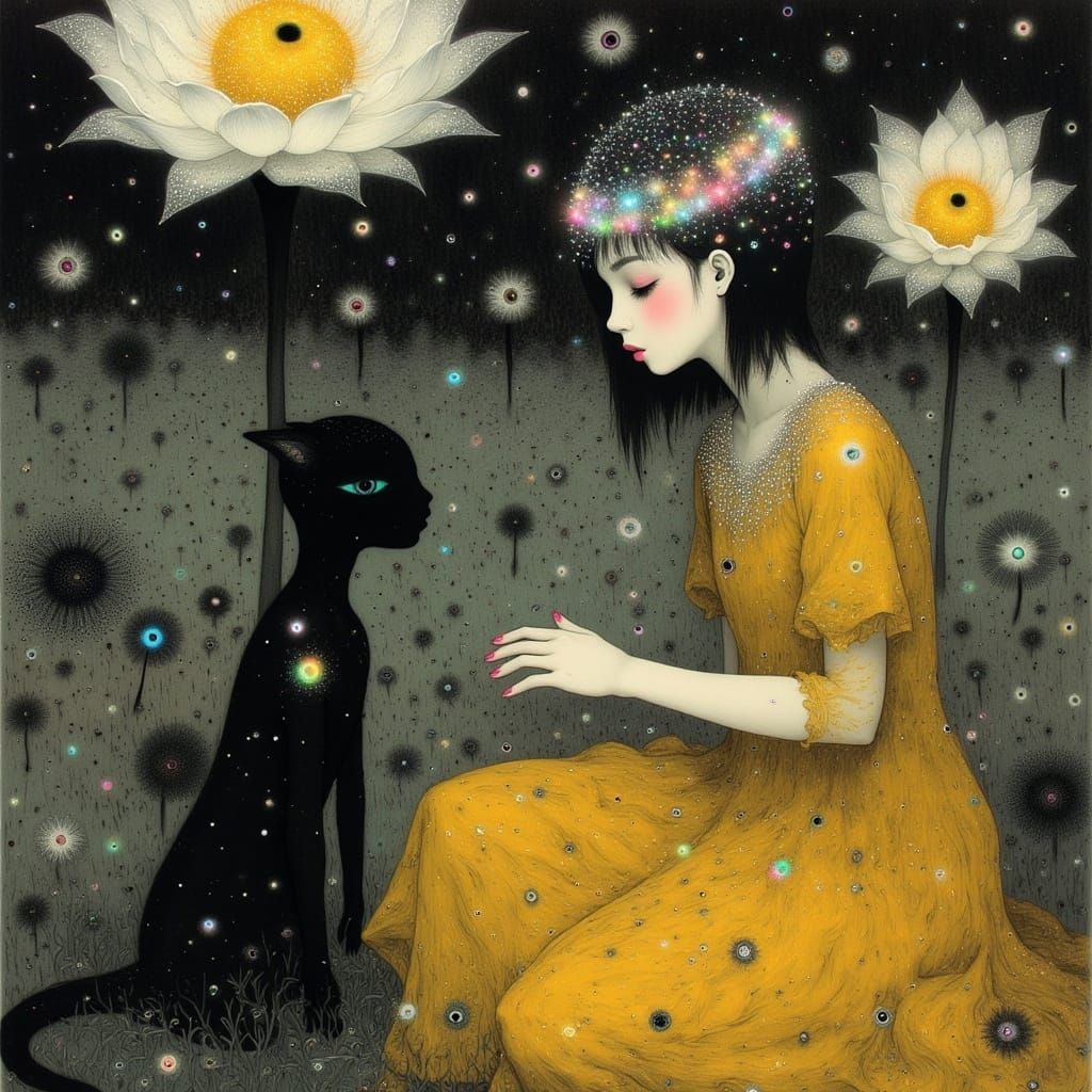 Ethereal Young Woman in a Dreamlike Landscape