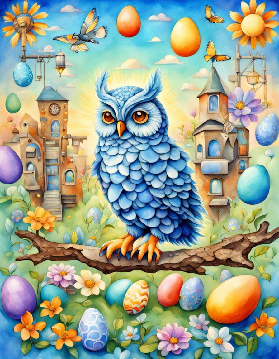 Steampunk Inventor Creates Easter Wonder in Vibrant Watercol...