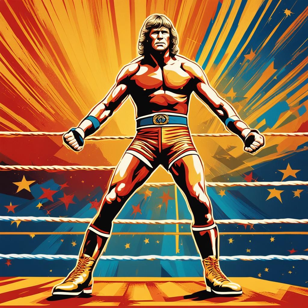 Kevin Von Erich: Retro Wrestling Hero in Pop Art Style