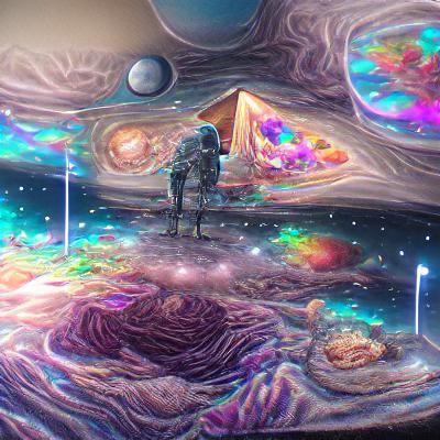 Cosmic Home: Holographic Astral Illustration