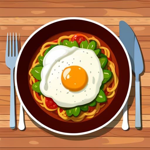 AI Generated Meal: Eggs, Bacon, Spaghetti, and Salad