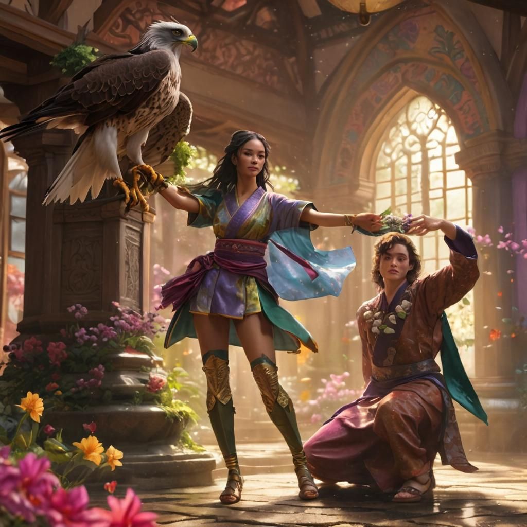 Fantasy Falconer in Dreamworks-Inspired Photorealism