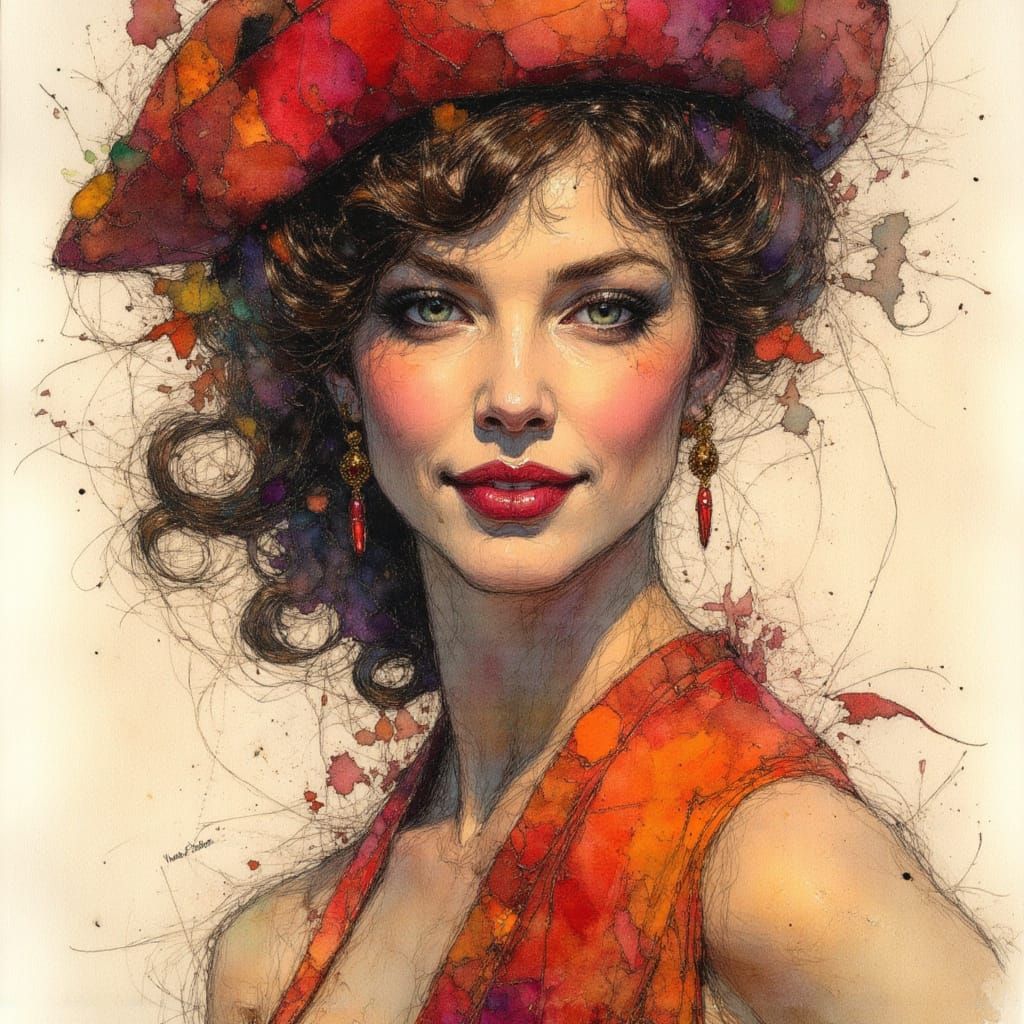 Pirate Alcohol Ink Sketch in Dark Fantasy Style