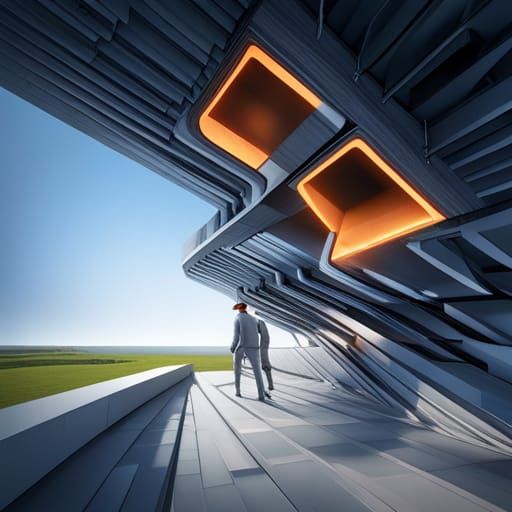 Drone and Blueprint Logo in 3D Style