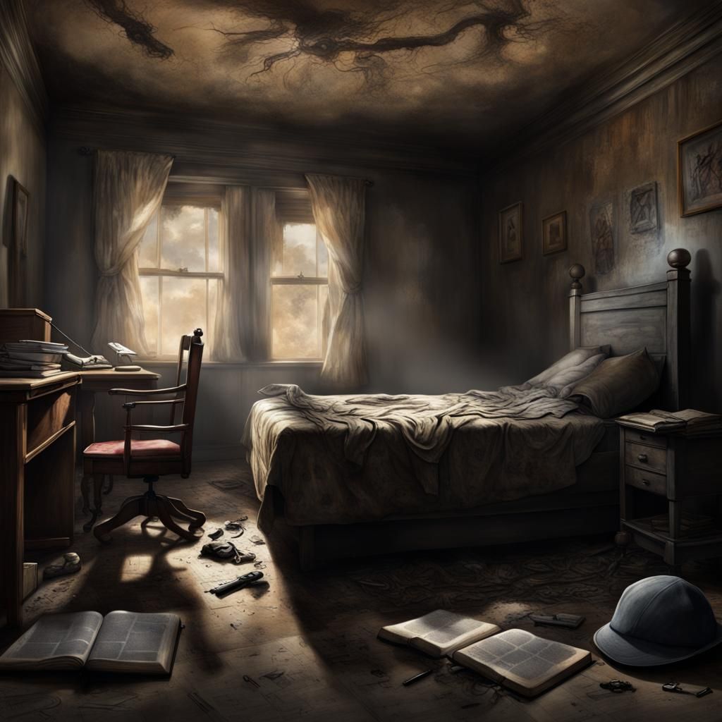 Sinister Abandoned Hotel Room: Photorealistic 8K Detail