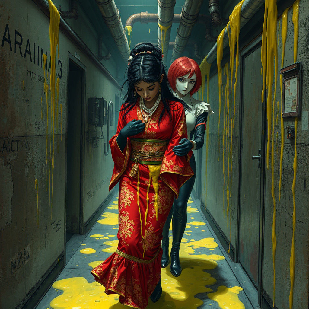 Kimono Geisha Dragged Through Industrial Slime