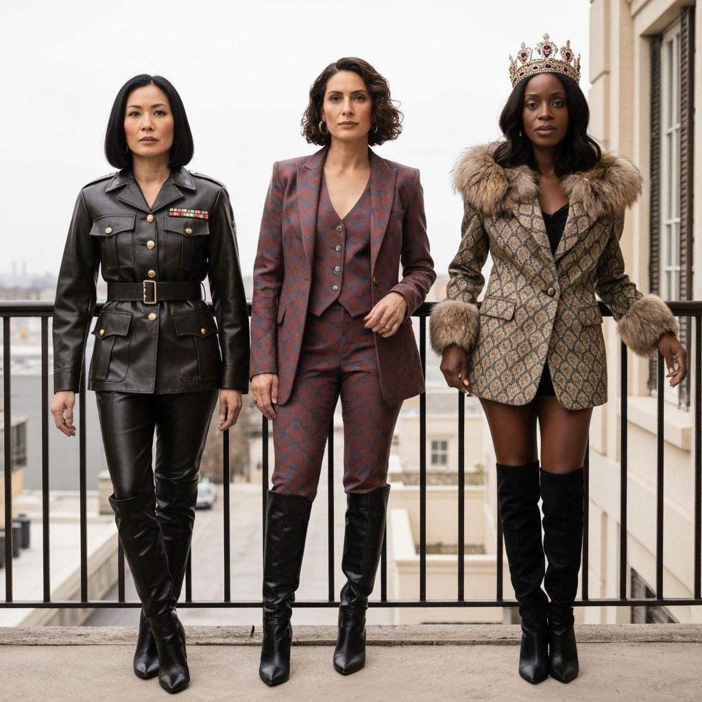 Diverse Women on Balcony in Varied Styles