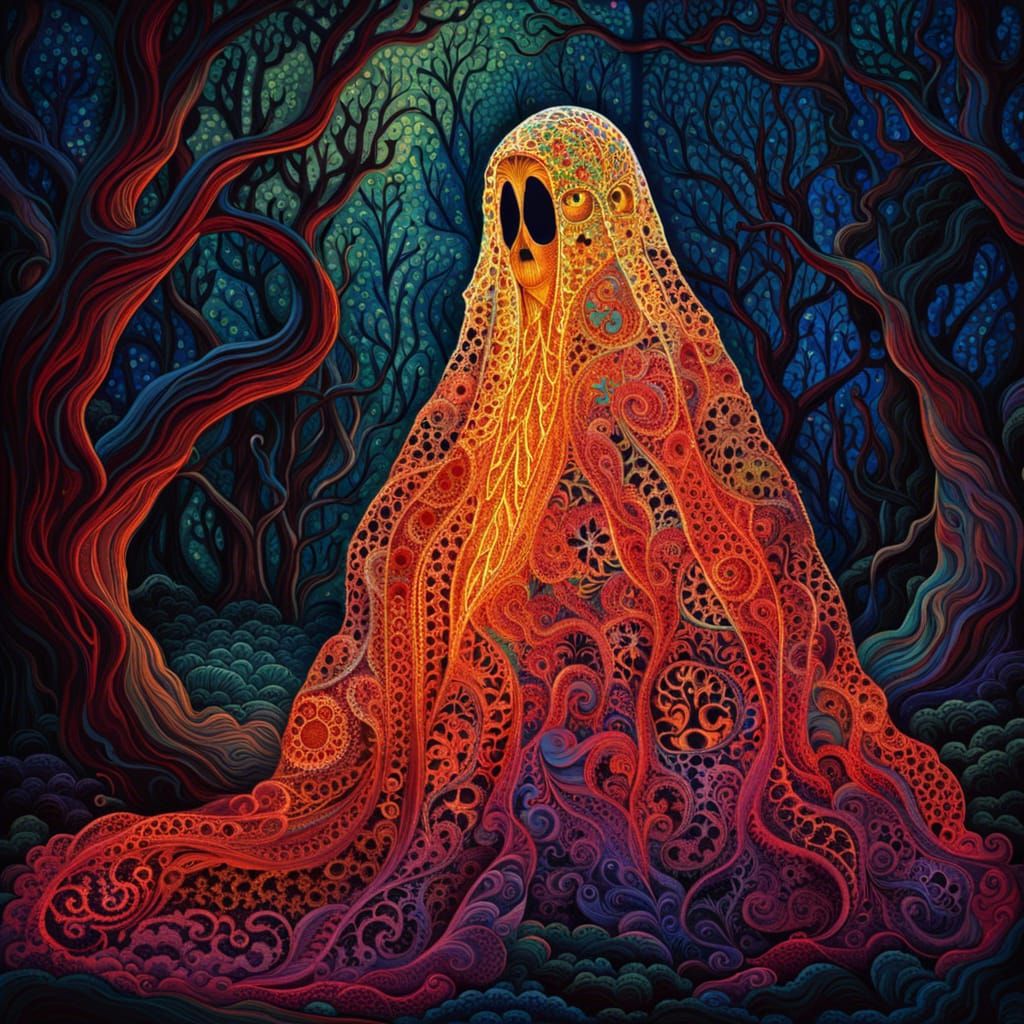 Lava Ghost in Enchanted Forest: Fairytale Illustration