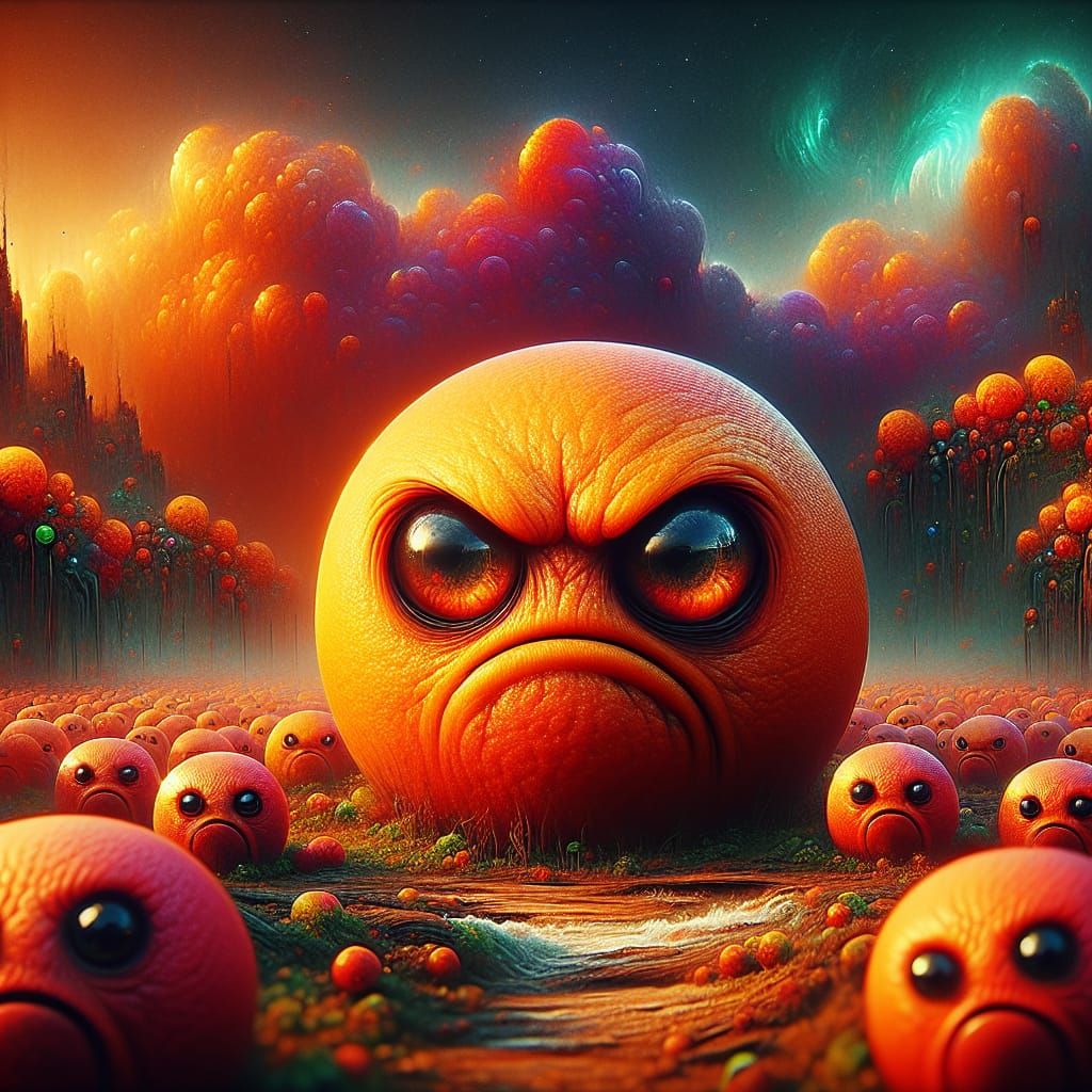 Angry Orange Fruit and Siblings: Fantasy Concept Art