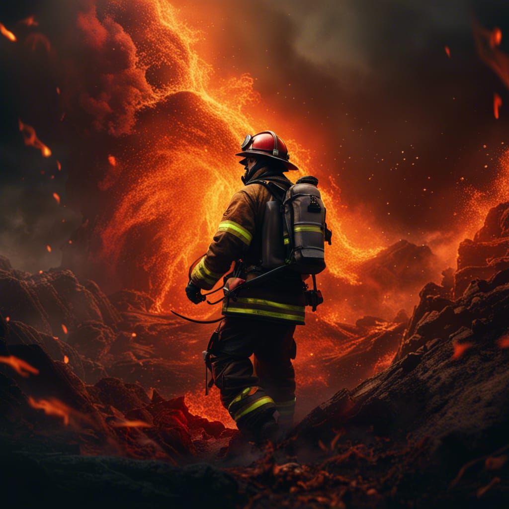 Firefighter Rescue in Blazing Inferno: Detailed Matte Painti...