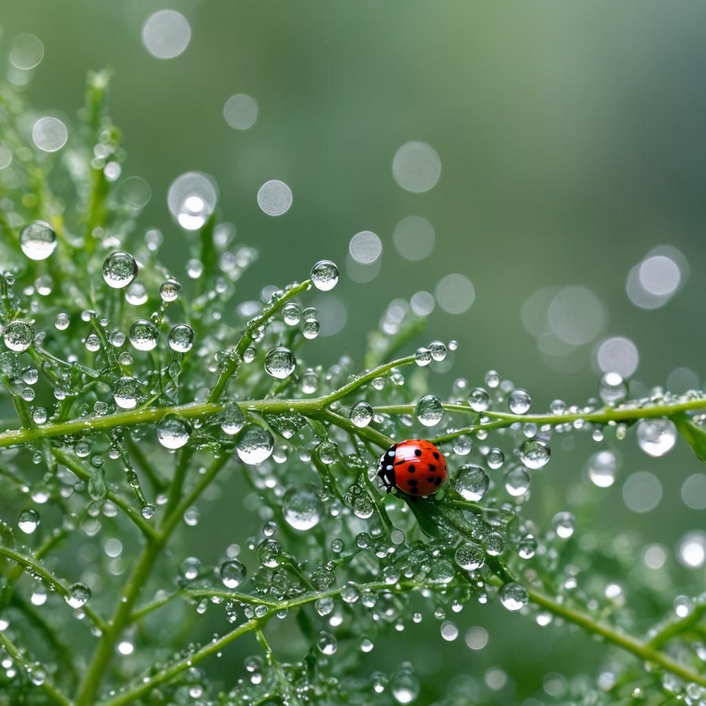 Ladybug on Dewy Leaf: Professional Photography