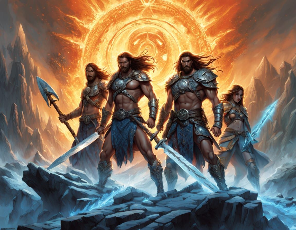 Epic Fantasy Warriors Unite in Triadic Colors