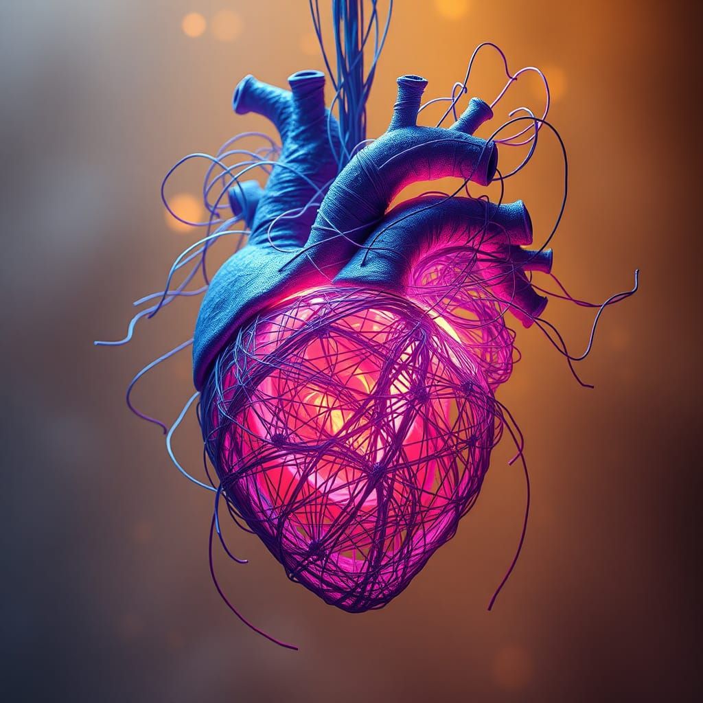 Glowing String Heart in Ethereal Ambiance