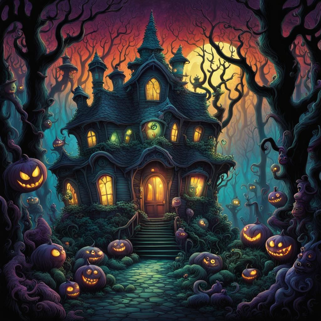 Creepy Monsters in Haunted Woods, Tim Burton Style