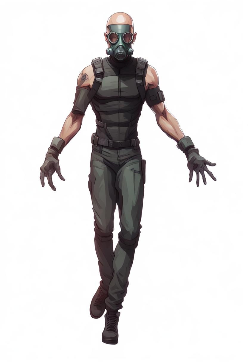 Psycho Mantis Gas Mask Portrait, Hyperdetailed Art