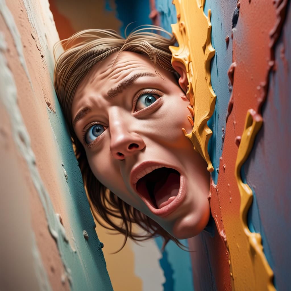 Hyperrealistic Trompe-l'oeil Illusion of Person Climbing Out