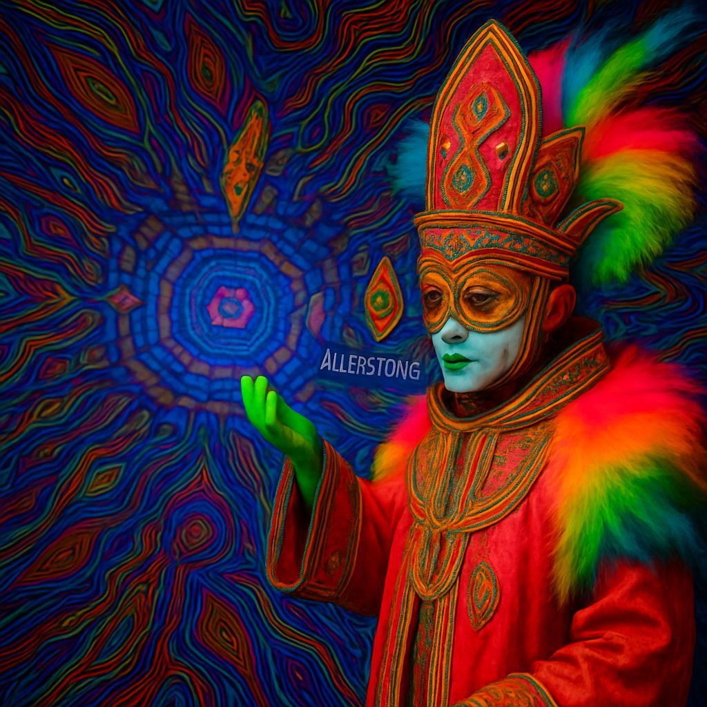 Psychedelic Priest in Vibrant, Abstract Style
