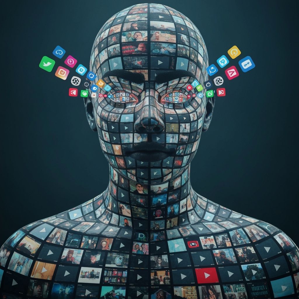 Surreal Digital Figure Formed From Screens