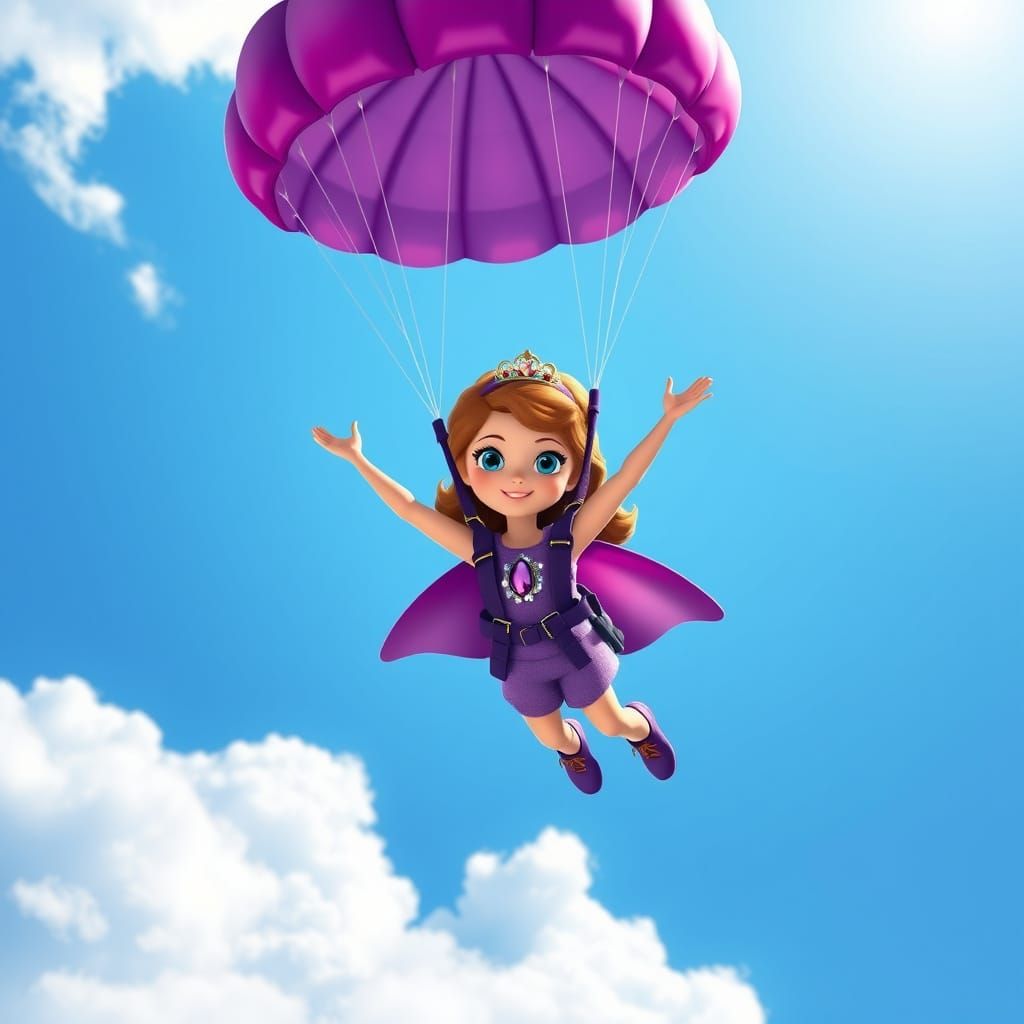 Princess Sofia Skydiving in Whimsical Disney Animation