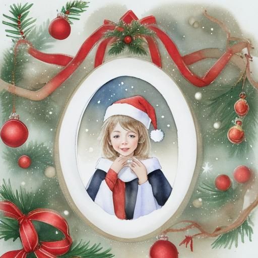 Christmas Scene in Watercolor Style