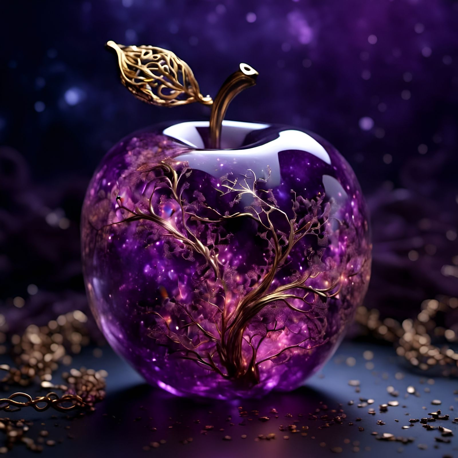 Enchanted Glowing Apple with Filigree