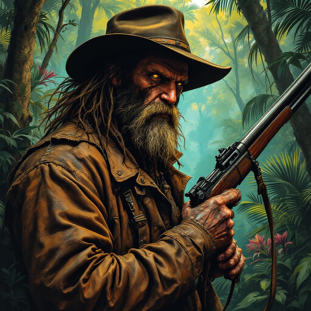 Kraven the Hunter in Jungle, Hyperrealistic Art