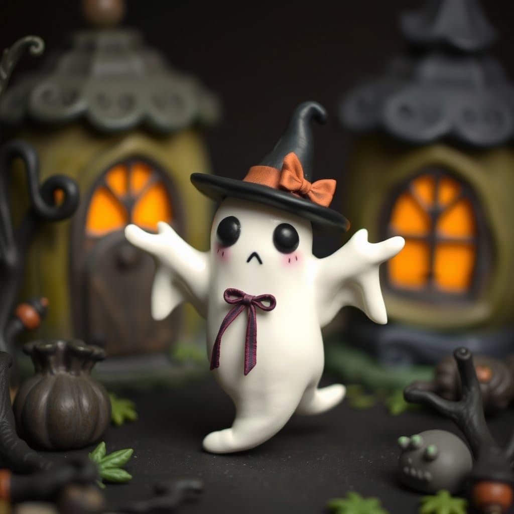 Whimsical Claymation Ghost in Dark Fantasy Style