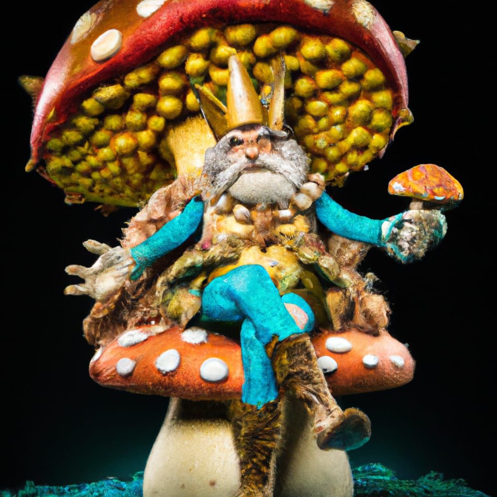Mushroom King with Toadstool Sceptre: Claymation Style