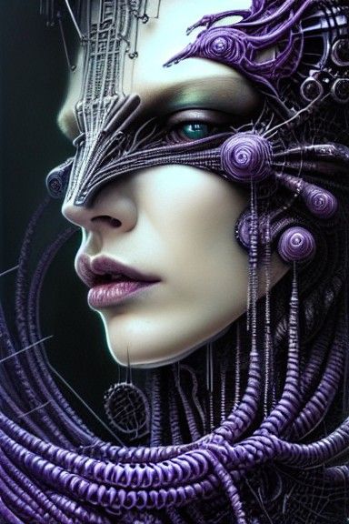 Detailed Portrait of a Purple Borg in Digital Art