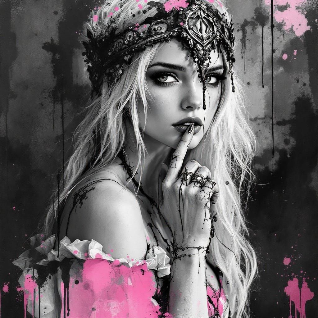 Norse Goddess Portrait in Charcoal Style