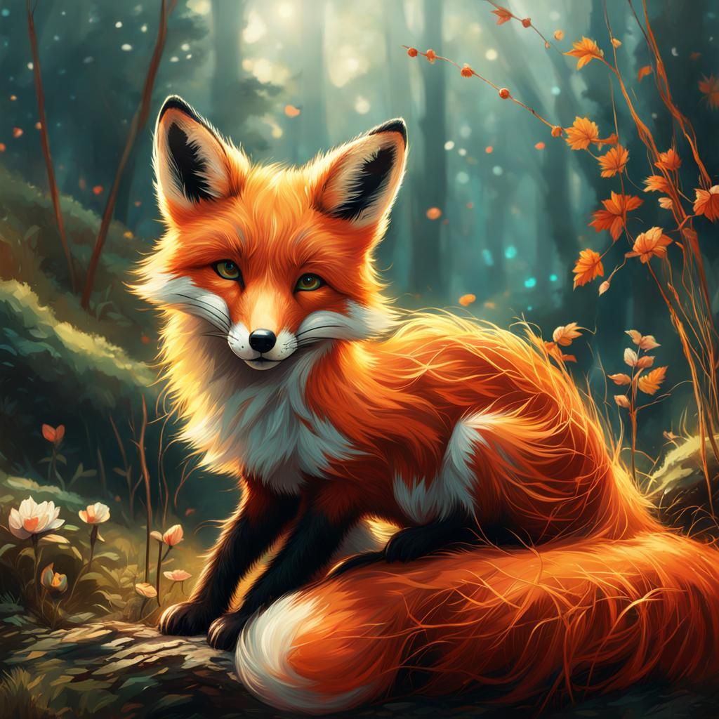 Yarn Fox Portrait in Detailed Digital Style